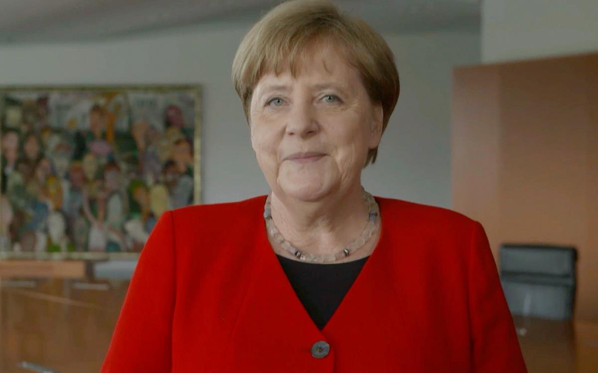 Angela Merkel, Chancellor of Germany, during the Seventy-third World Health Assembly opening remarks 